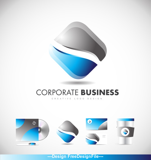 Blue rhombus corporate logo design vector