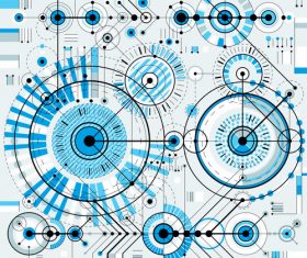 Blue round tech background pattern vector