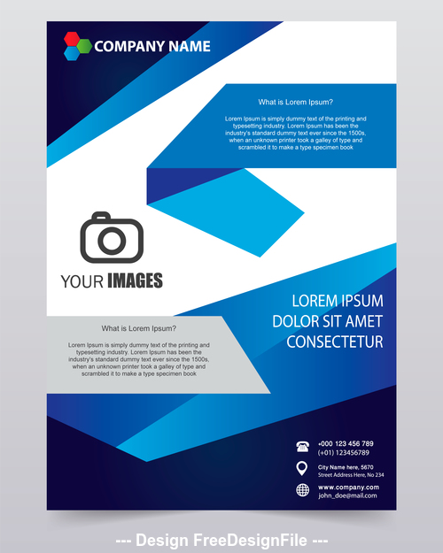 Blue stripe brochure cover template vector