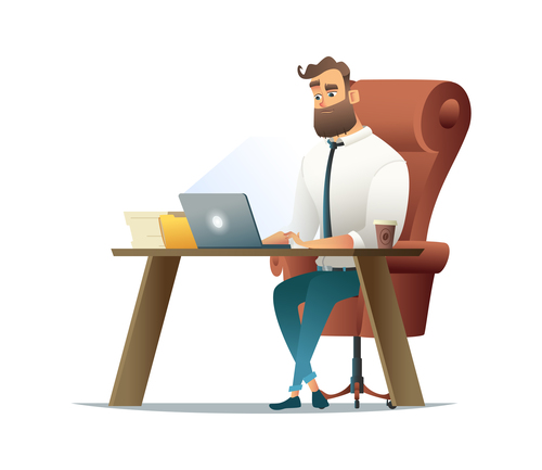 Business people office at computer vector illustration