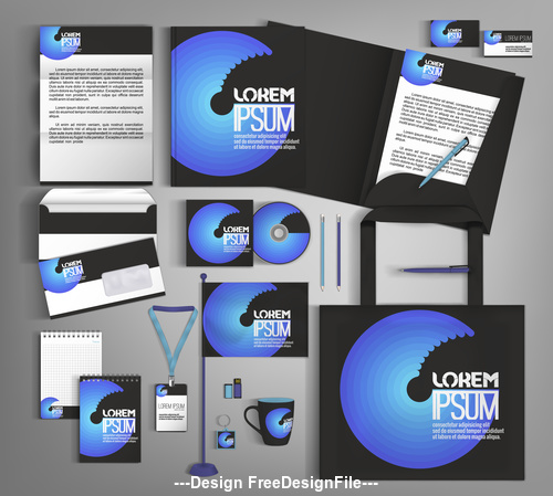 Business set stationery card brochure design vector