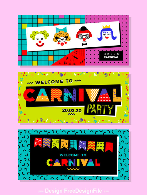 Carnival Templates in Memphis Style vector