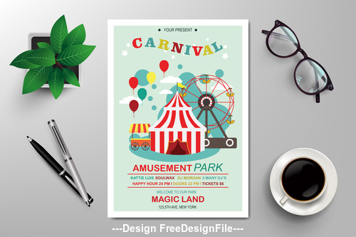 Carnival subjects flyers vector