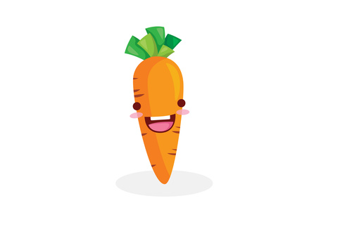 Carrot organic vegetables cartoon expression vector