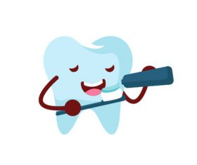 Cartoon Brush your teeth expression vector