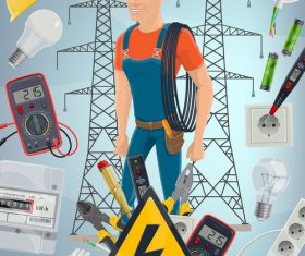 Cartoon Electrician vector