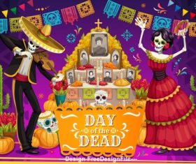 Cartoon Mexico dead day celebration vector