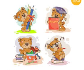 Cartoon bear learning vector