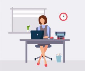 Cartoon female employee at work vector