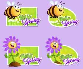 Cartoon flowers and bee vector