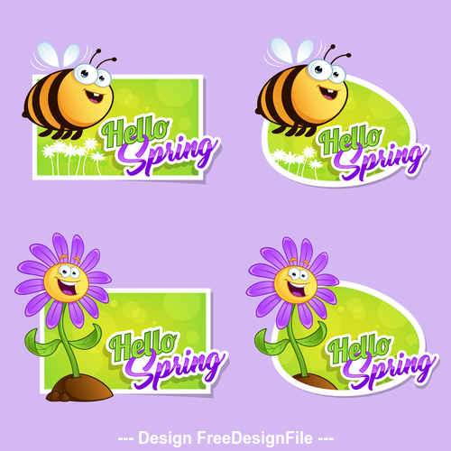 Cartoon flowers and bee vector