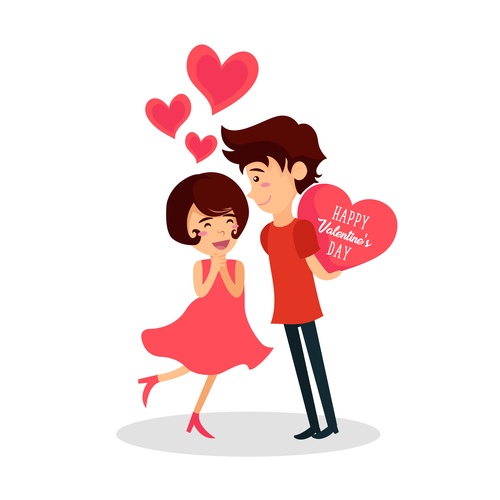 Cartoon happy valentine day vector free download