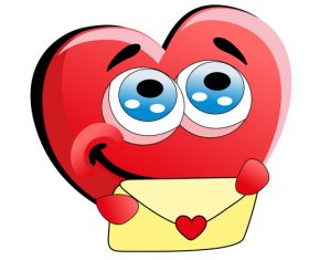 Cartoon heart and love letter vector