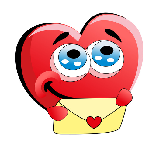 Cartoon heart and love letter vector