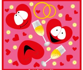 Cartoon heart background pattern vector