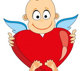 Cartoon holding heart angel vector