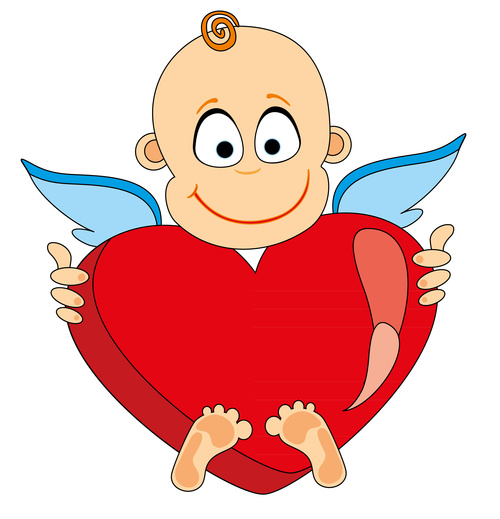 Cartoon holding heart angel vector