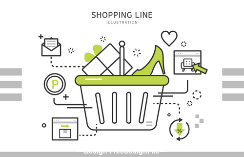 Cartoon line shopping Illustration vector