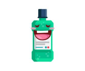Cartoon mouthwash bottle expression vector