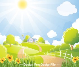 Cartoon pretty farm illustration vector