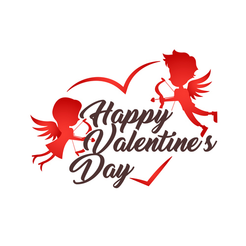 Cartoon romantic happy valentine card vector free download