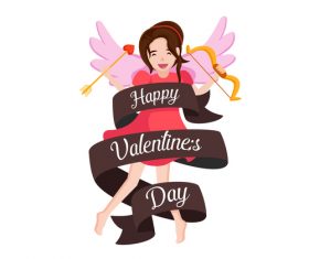 Cartoon romantic valentinen day girl vector