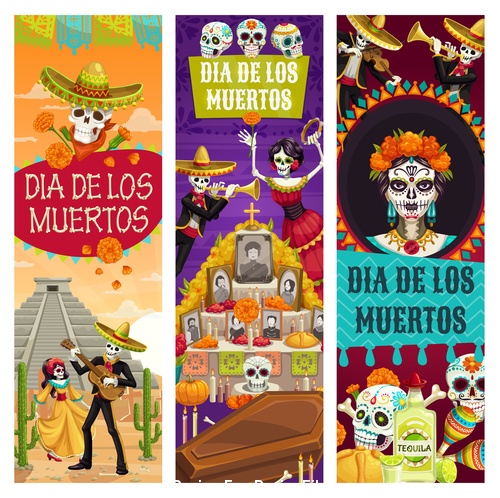 Celebrate Mexico dead day banner vector