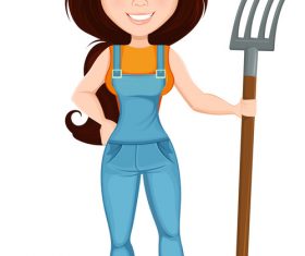 Character Beautiful farm woman illustration vector