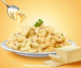 Cheese sauce and tomatoes in 3d illustration vector