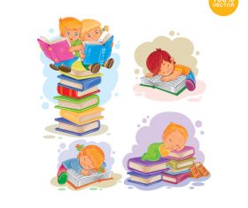 Child cartoon sleeping on the book vector