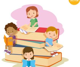 Child reading cartoon vector