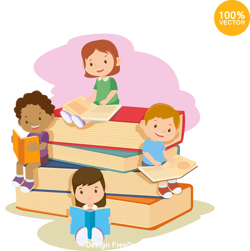Child reading cartoon vector free download