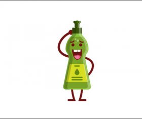 Cleanser bottle expression cartoon vector