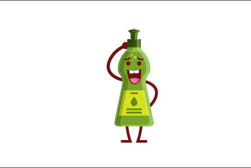 Cleanser bottle expression cartoon vector