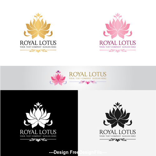 Color royal lotus logo design vector