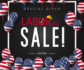 Colorful balloon Labor day sale design vector