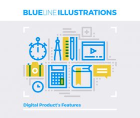 Content features blue line vector