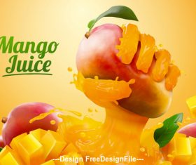 Creative Mango juice banner ads vector   illustration
