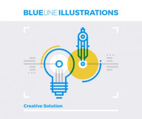 Creative solution blue line vector