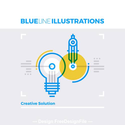 Creative solution blue line vector