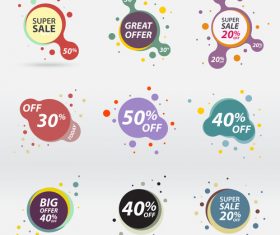 Creative variety of color sale labels vector