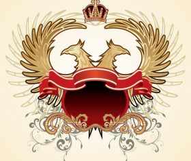 Crown heraldic and double-headed eagle sign vector