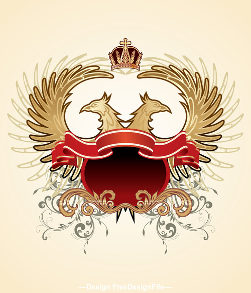 Crown heraldic and double-headed eagle sign vector