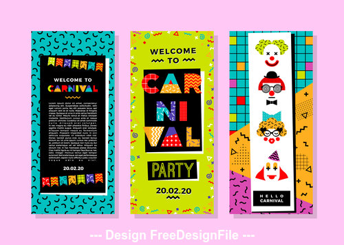 Cute Banner Carnival Templates in Memphis Style vector