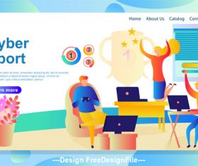 Cyber sport flat banner vector