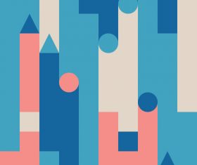 Dark blue and red castles abstract geometric vector backgrounds