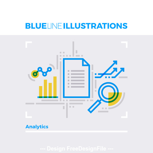 Data analytics blue line vector illustration concept