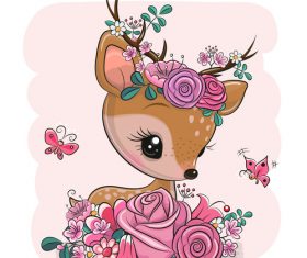 Deer cartoon 3d illustration vector