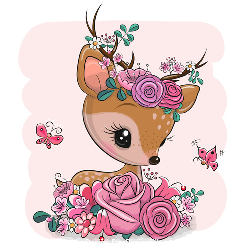 Deer cartoon 3d illustration vector free download