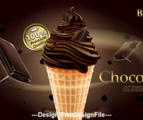 Delicious chocolate ice cream and chocolate vector